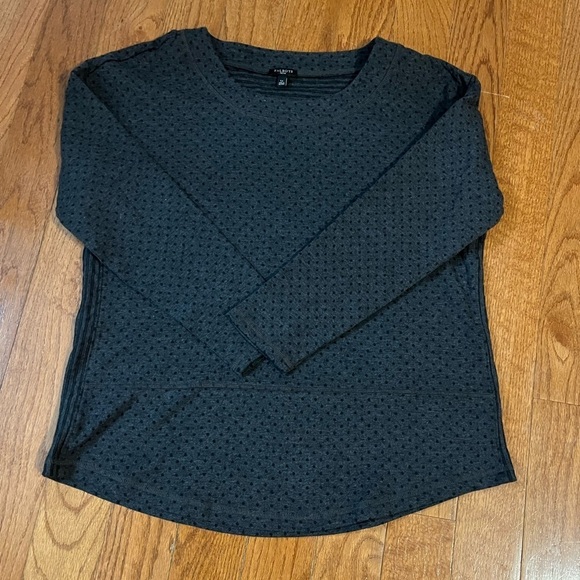 Talbots petite Grey w/ black polkadot scoopneck long sleeve layering top large - Picture 1 of 11